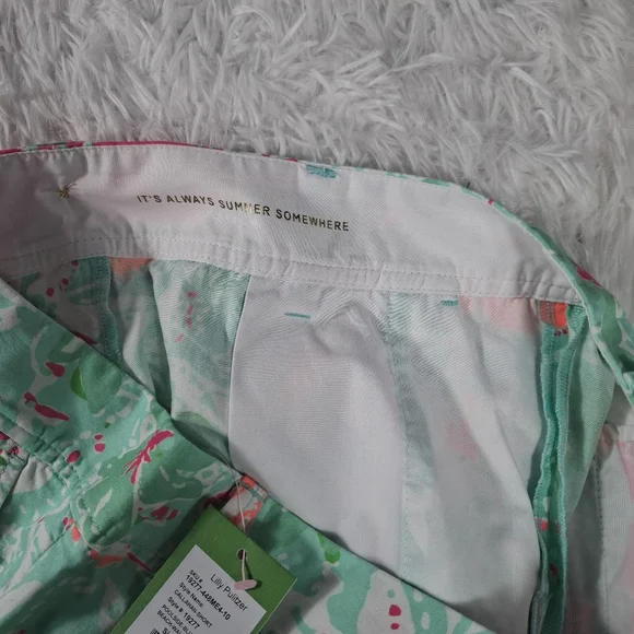 Lilly Pulitzer Women's The Callahan Short Mint Green Pink Floral Size 10 NWT